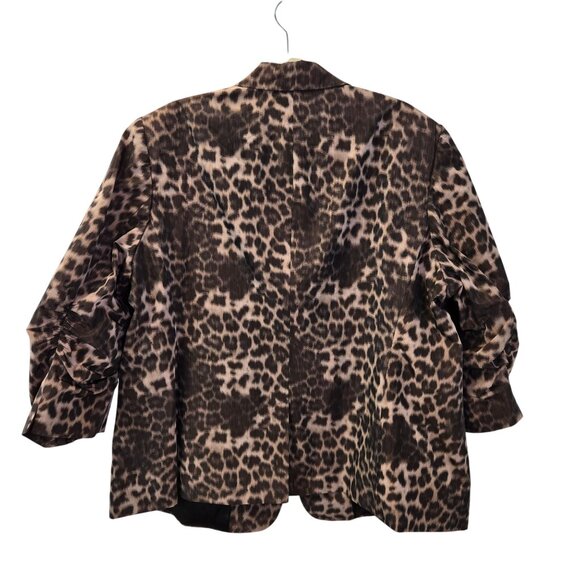 NWT Calvin Klein Leopard Print Ruched Sleeve One Button Jacket Size 2XL - Picture 2 of 8